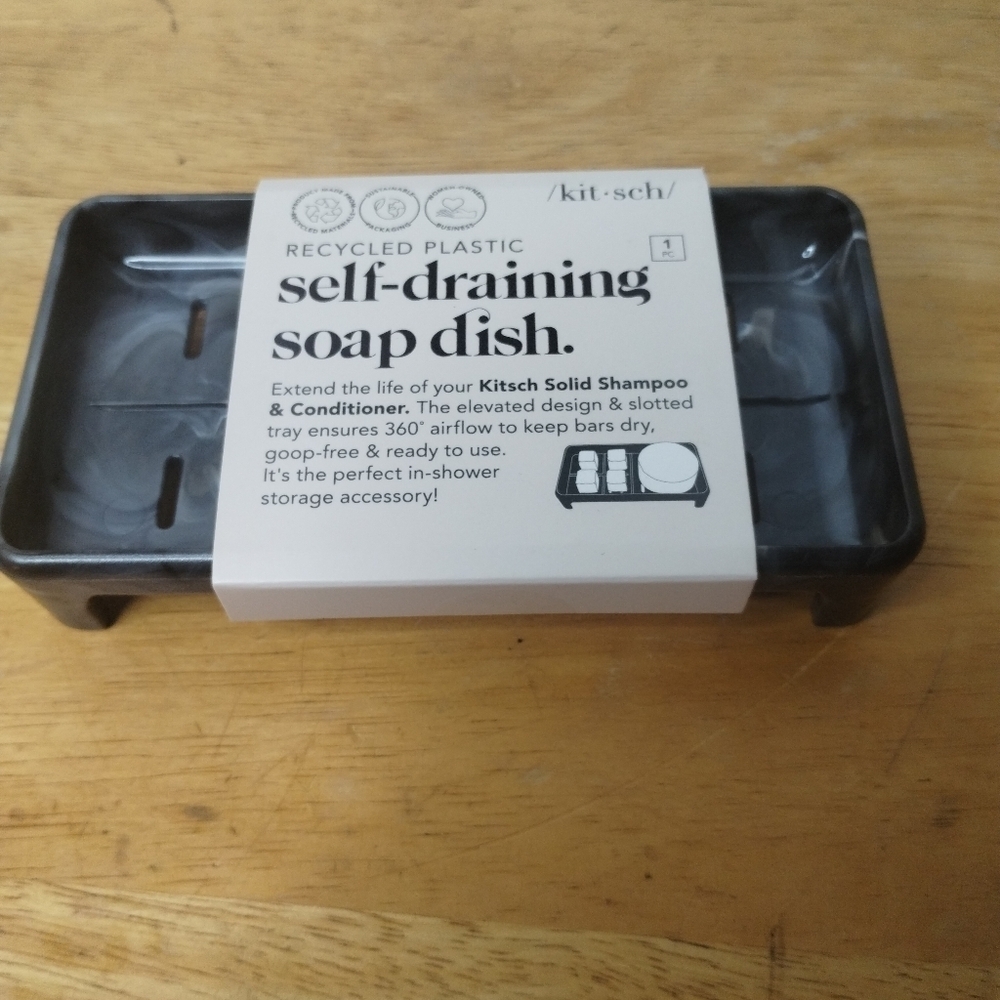 New self draining soap dish recycled plastic